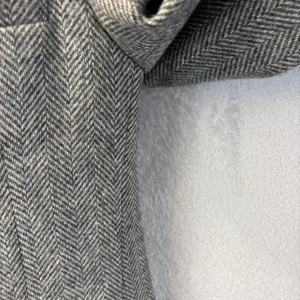 Vintage‎ 90s Herringbone Tweed Blazer Sport Coat Mens 40L Gray 2-Button Retro